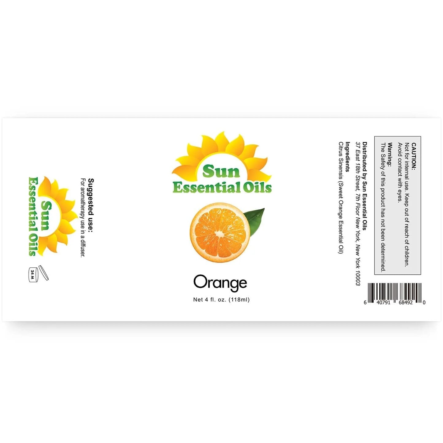 Sweet Orange Essential Oil, 4 oz. Sun Essential Oils