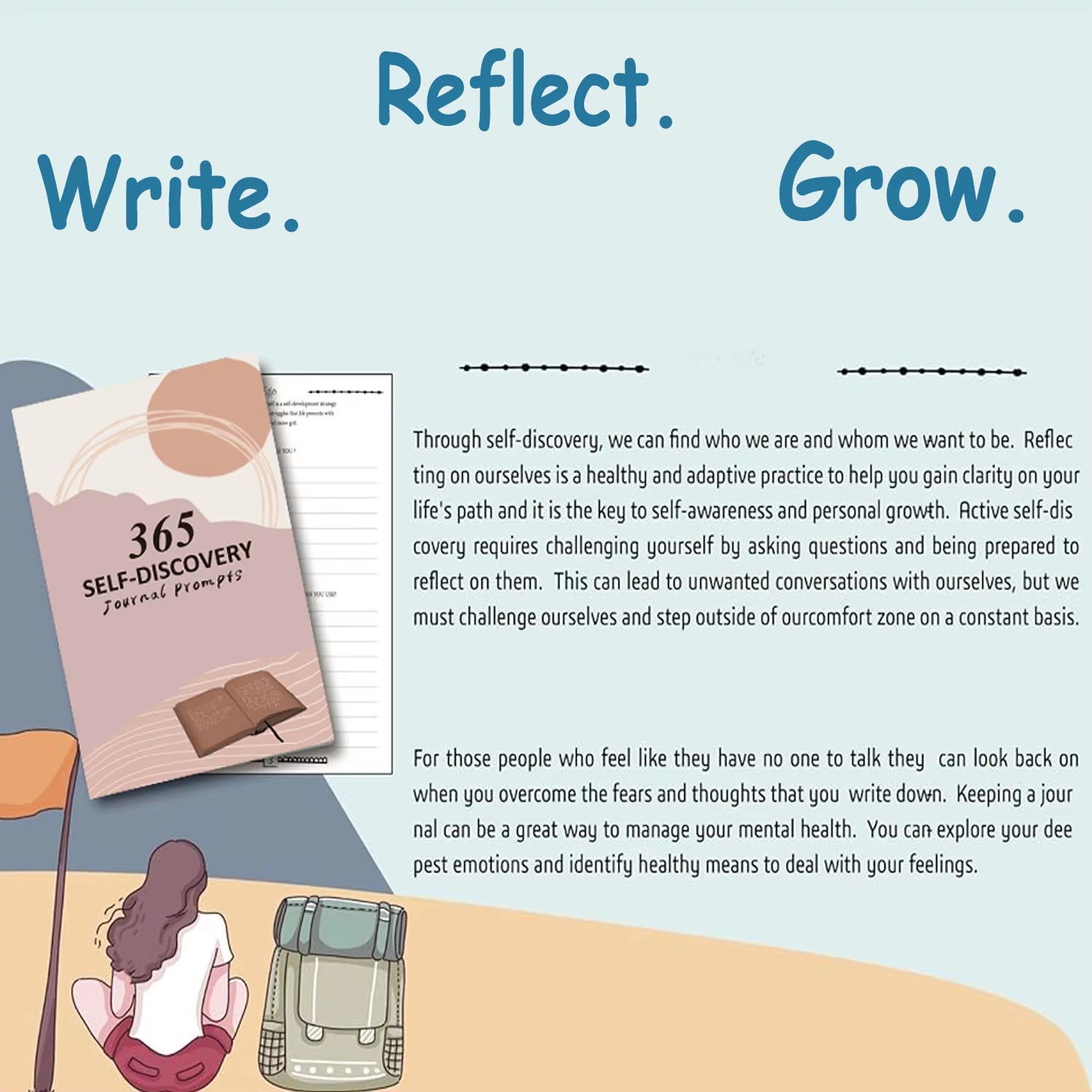 365Self-Discovery Prompts Journal,365Questions,A 365Day Journal Prompts for Self-Exploration/Self-Discovery,Healing,Reflection.